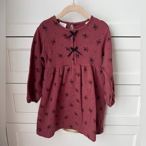 Zara Floral Print Long Sleeve Dress with Black Bows